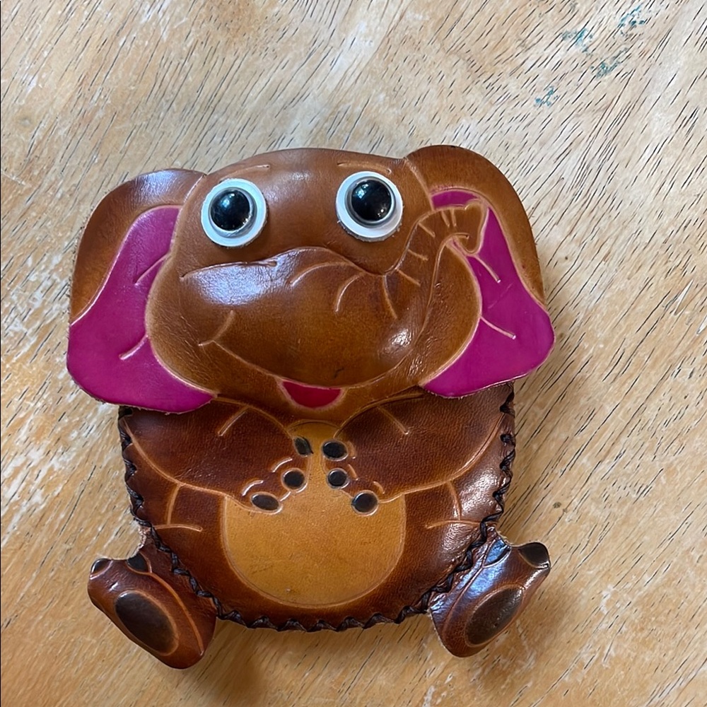 Brown Elephant Leather Coin Purse